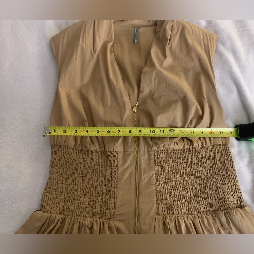 Anthropologie Tommie Cap Sleeve Smocked Front Zip 100% Cotton Plus Size Dress 1X - Picture 13 of 16